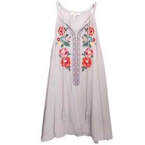 ANDREE BY UNIT Women's Small Sundress Sleeveless‎ Dress Embroidered Boho Beige